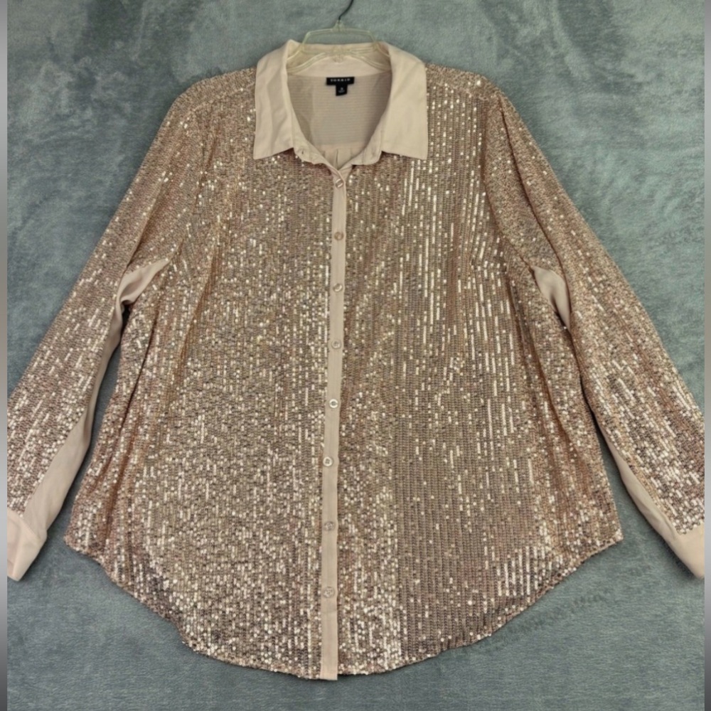 Torrid gold Sequin Button-Up Shirt Torrid Size 3 or 1x (see measurements)